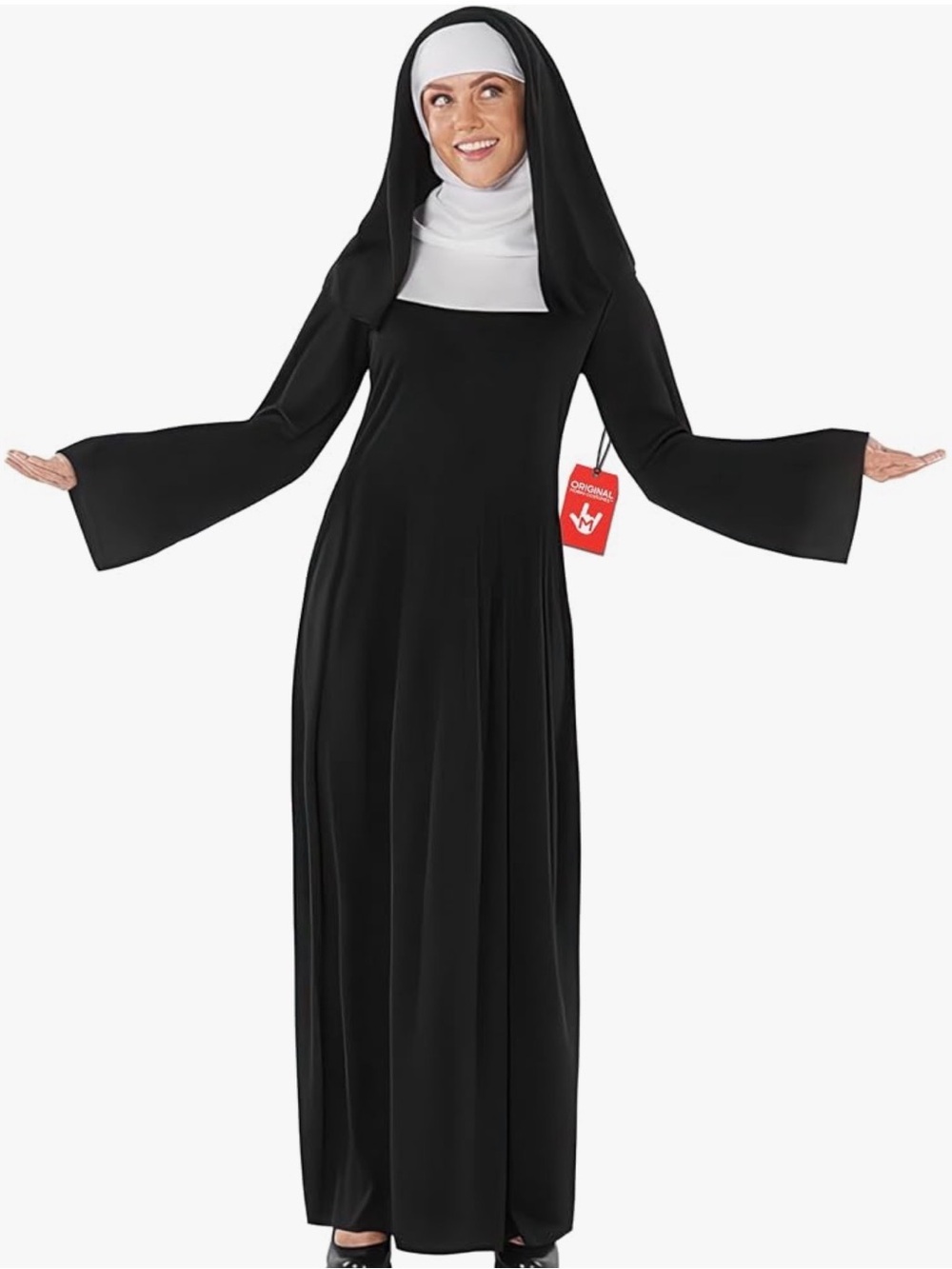 Halloween Costume Nun Long Sleeve plus Hair Cap